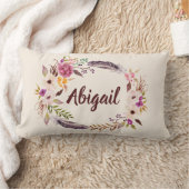 Gepersonaliseerde Boho Bloemen Naam Sierkussen Kussen (Deken)