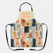 Gepersonaliseerde  Boho Bloemen Patchwork Keuken Schort (Voorkant)