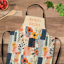 Gepersonaliseerde Boho Bloemen Patchwork Keuken Schort