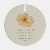 Gepersonaliseerde Boho Bloemige Eerste Kerst Verlo Glas Ornament (Achterkant)