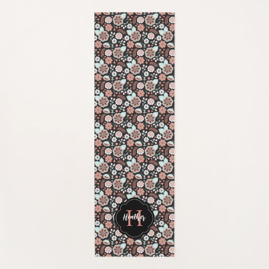Gepersonaliseerde Boho bloemmotief Yogamat (Voorkant)