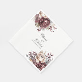 Gepersonaliseerde Boho Bourgogne Floral Wedding Servet (Hoek)
