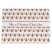 Gepersonaliseerde Boho Brown roze kerstbomen Groot Cadeauzakje (Voorkant)