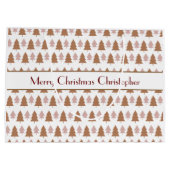 Gepersonaliseerde Boho Brown roze kerstbomen Groot Cadeauzakje (Achterkant)