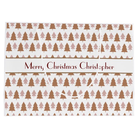 Gepersonaliseerde Boho Brown roze kerstbomen Groot Cadeauzakje (Achterkant)