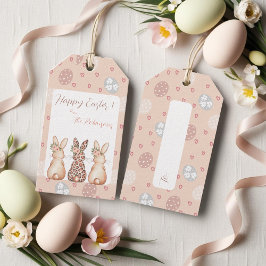 Gepersonaliseerde Boho Bunny Pasen Cadeaulabel