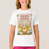 Gepersonaliseerde Boho Bunny Pasen voor Meisjes T-shirt (Voorkant)