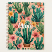 Gepersonaliseerde Boho Cactus Art Print Planner (Voorkant)