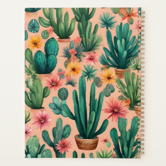 Gepersonaliseerde Boho Cactus Art Print Planner (Achterkant)