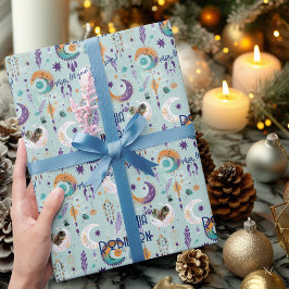 Gepersonaliseerde Boho Chic Gift Wrap met Lichtbla Cadeaupapier