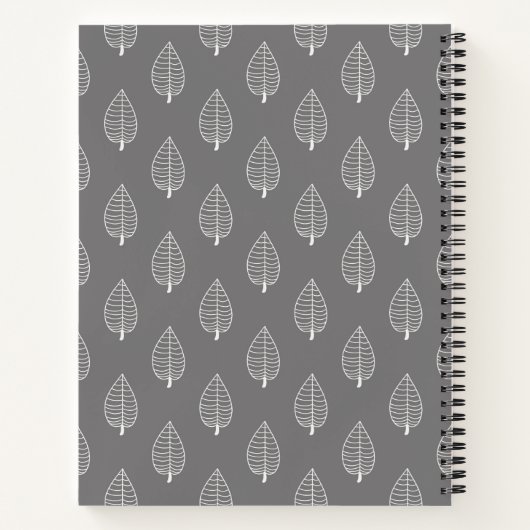 Gepersonaliseerde Boho Dark Grey Leaf Journal Notitieboek (Achterkant)