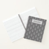 Gepersonaliseerde Boho Dark Grey Leaf Journal Notitieboek (Binnen)