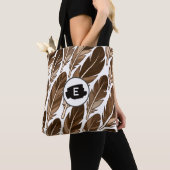 Gepersonaliseerde Boho Feather Monogram Schouder T Tote Bag (Dichtbij)