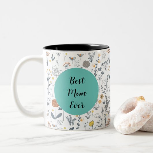 Gepersonaliseerde Boho floral Moederdag Mok (Met donut)