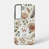 Gepersonaliseerde Boho Floral Monogram en Naam Samsung Galaxy Hoesje (Achterkant)