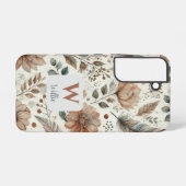 Gepersonaliseerde Boho Floral Monogram en Naam Samsung Galaxy Hoesje (Achterkant horizontaal)
