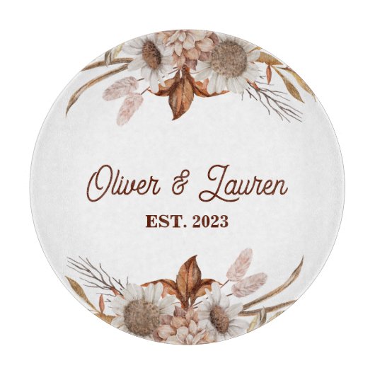 Gepersonaliseerde Boho Floral Snijplank (Voorkant)