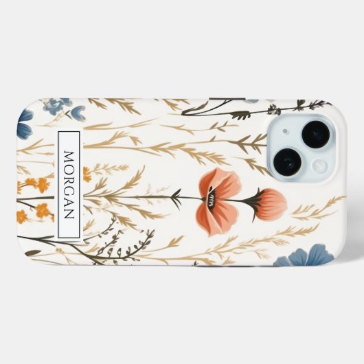 Gepersonaliseerde Boho Floral Wildflower Sage Groe Case-Mate iPhone Case (Achterkant (horizontaal))