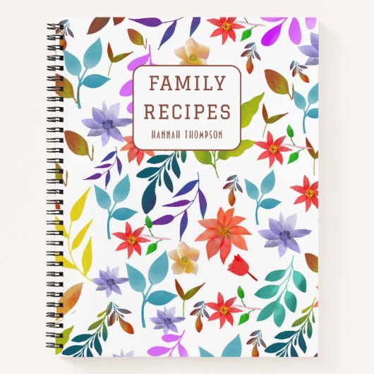 Gepersonaliseerde Boho Flowers Recipes Schrijf je  Notitieboek (Voorkant)