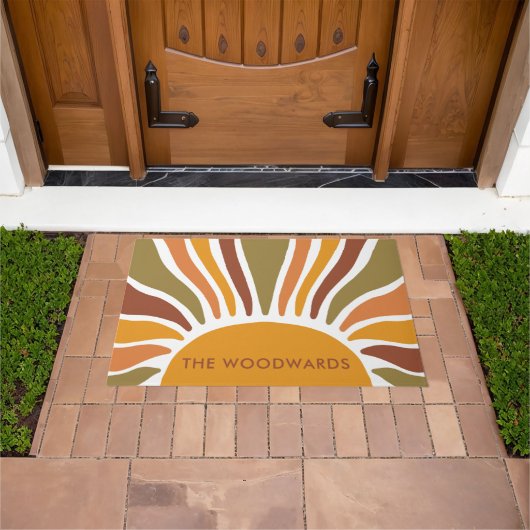 Gepersonaliseerde Boho Golden Sunrise Deurmat (Buiten)
