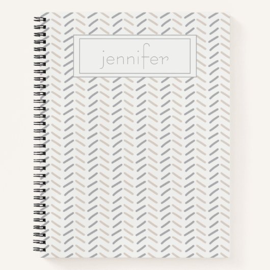 Gepersonaliseerde Boho Grey Taupe Fun Schattige Jo Notitieboek (Voorkant)