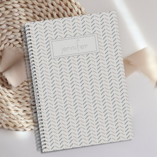 Gepersonaliseerde Boho Grey Taupe Fun Schattige Jo Notitieboek