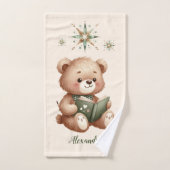 Gepersonaliseerde Boho Groene Teddybeer Bad Handdoek (Handdoek)