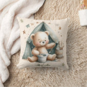 Gepersonaliseerde Boho Groene Teddybeer Kussen (Deken)