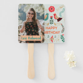 Gepersonaliseerde Boho Happy Birthday-fans Handwaaier