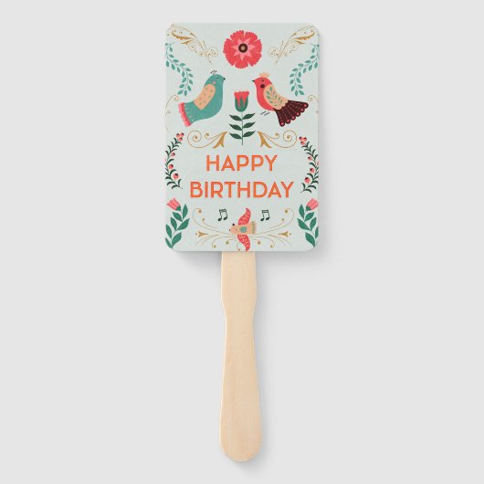 Gepersonaliseerde Boho Happy Birthday-fans Handwaaier (Achterkant)
