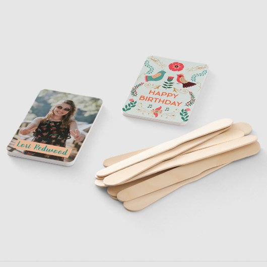 Gepersonaliseerde Boho Happy Birthday-fans Handwaaier (Niet-gemonteerd)