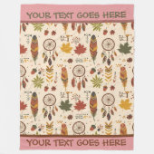 Gepersonaliseerde Boho Herfst Dreamcatcher & Leave Fleece Deken (Voorkant)