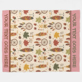 Gepersonaliseerde Boho Herfst Dreamcatcher & Leave Fleece Deken (Voorkant (Horizontaal))