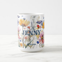 Gepersonaliseerde Boho Herfst Wildflower Bruidsmei Koffiemok