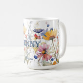 Gepersonaliseerde Boho Herfst Wildflower Bruidsmei Koffiemok (Voorkant rechts)