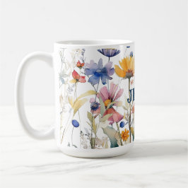 Gepersonaliseerde Boho Herfst Wildflower Bruidsmei Koffiemok