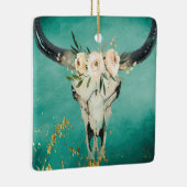 Gepersonaliseerde Boho Koe schedel, bloemen op Tur Keramisch Ornament (Rechts)