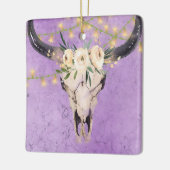 Gepersonaliseerde Boho Koe Schull en Licht Kerstmi Keramisch Ornament (Links)