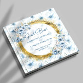 Gepersonaliseerde Boho Light Blue Gold Glitter Wed Gastenboek