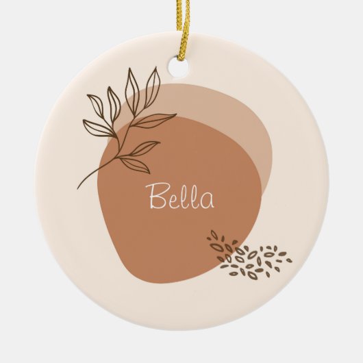 Gepersonaliseerde boho minimalist keramisch ornament (Voorkant)