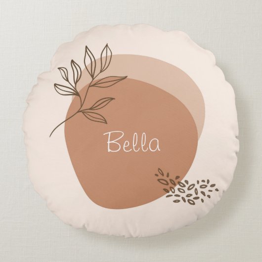 Gepersonaliseerde boho minimalist rond kussen (Voorkant)