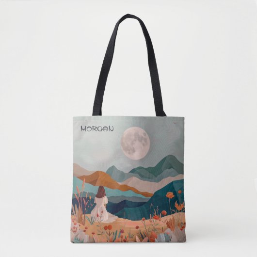 Gepersonaliseerde Boho Moonlit Canvas tas - Aangep (Voorkant)