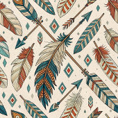 Gepersonaliseerde Boho Napkins Etnische Veren & Pi Servet