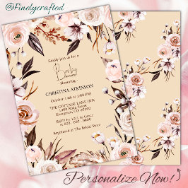 Gepersonaliseerde Boho Natuur Wildflower Baby show Kaart