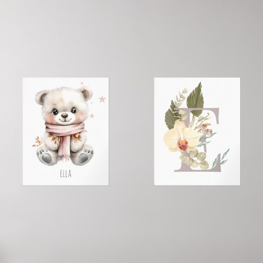 Gepersonaliseerde Boho Nursery Decor Muurkunst Muurkunst Sets (Voorkant)