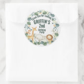 Gepersonaliseerde Boho Oerwoud Safari Animal Stick Ronde Sticker (Tas)