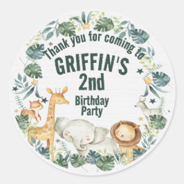 Gepersonaliseerde Boho Oerwoud Safari Animal Stick Ronde Sticker