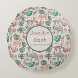 Gepersonaliseerde Boho Oerwoud Safari Rond Kussen