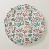 Gepersonaliseerde Boho Oerwoud Safari Rond Kussen (Achterkant)