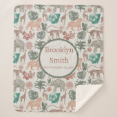 Gepersonaliseerde Boho Oerwoud Safari Sherpa Deken (Voorkant)